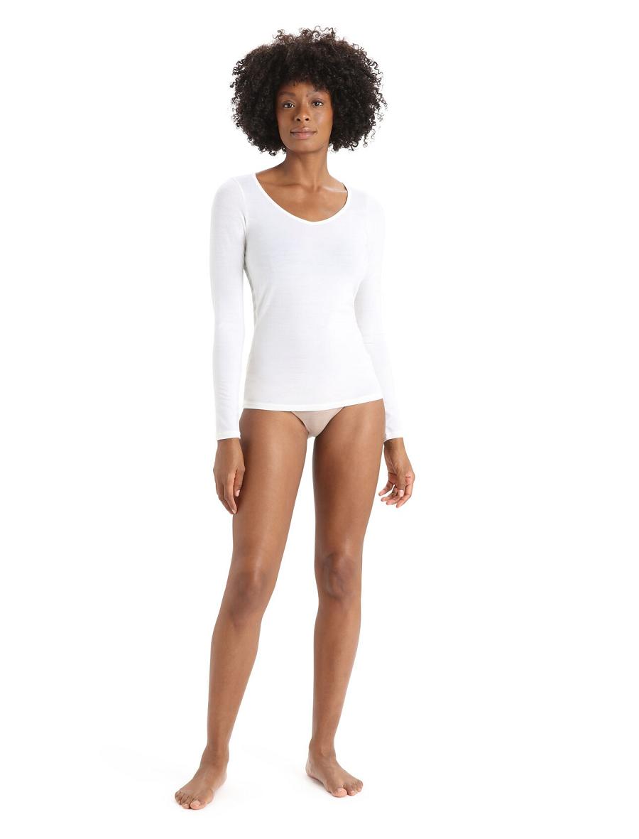 Women's Icebreaker Merino Siren Long Sleeve Sweetheart Top Underwear Snow | CA 1258YXFU